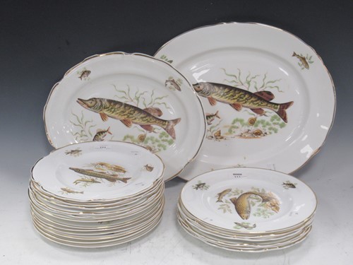 Lot 111 - Set of transfer decorated dining plates with...