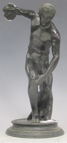 Lot 131 - A 19th century bronze of a discus thrower,...