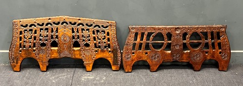 Lot 155 - Two decorative Continental carved wood yokes,...