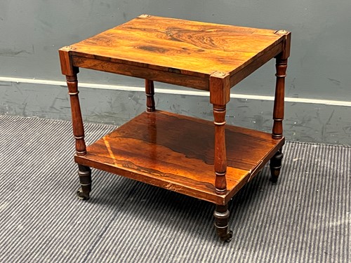 Lot 380 - A rosewood two tier whatnot on ring turned...