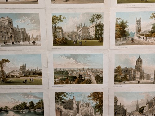 Lot 342 - Set of 12 framed postcard views of Oxford...
