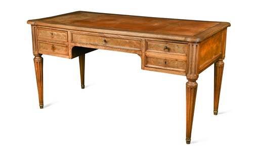 Lot 630 - A Louis XVI style walnut writing table, 19th century