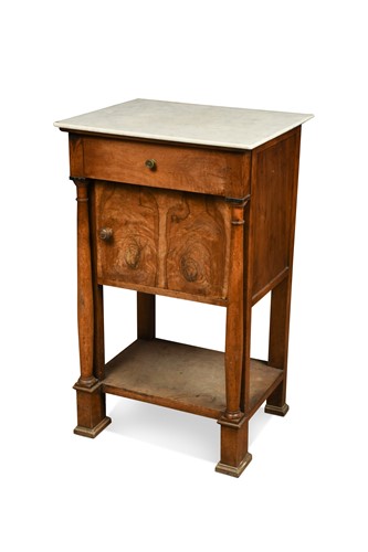 Lot 379 - A Continental marble top night cupboard, 19th century