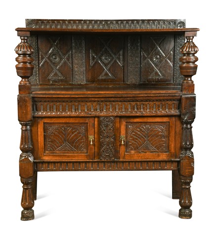 Lot 74 - An oak buffet, 19th century incorporating earlier elements