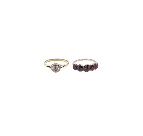 Lot 47 - A rose cut diamond ring, together with a Bohemian style garnet ring