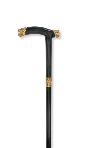 Lot 103 - An ebonised and gold mounted walking cane, early 20th century