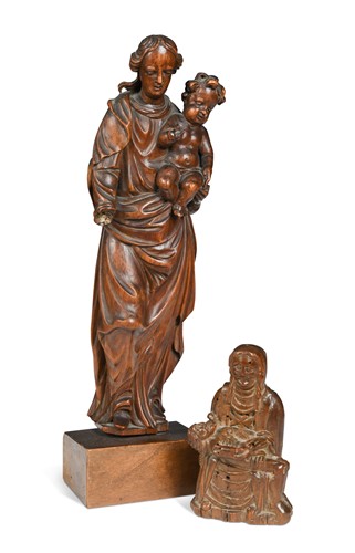 Lot 12 - Two small wooden religious carvings, late 18th century