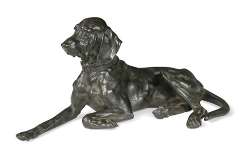 Lot 531 - After Nikolai Liberich (Russian, 1828-1883),  a bronzed cast metal model of a bloodhound