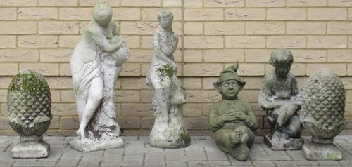 Lot 486 - Garden ornaments - to include figures and a...