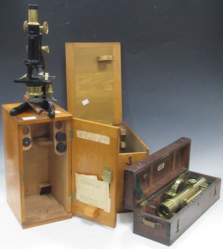 Lot 83a - A Watson 'Kima' monocular microscope, boxed; a...