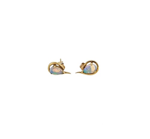 Lot 66 - A pair of 9ct gold opal ear studs