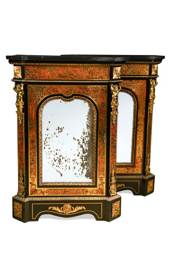 Lot 287 - A pair of Victorian tortoiseshell and gilt metal mounted Boulle side cabinets