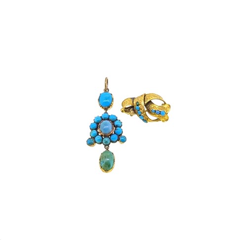 Lot 69 - A turquoise pendant, together with a turquoise brooch