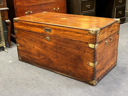 Lot 351 - A 19th century brass bound camphor wood trunk....