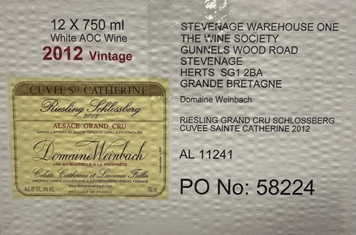 Lot 35 - Domaine Weinbach, Riesling Alsace Grand Cru 2012