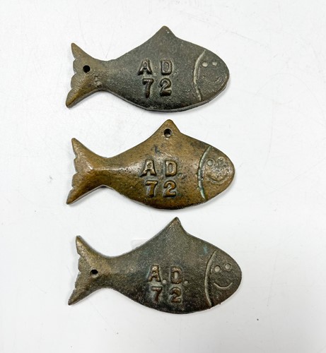 Lot 100 - Arthur Dooley (1929-1994), three bronze 'Workers Control of Fisher Bendix Kirkby Jan 72' fish