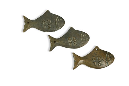 Lot 100 - Arthur Dooley (1929-1994), three bronze 'Workers Control of Fisher Bendix Kirkby Jan 72' fish