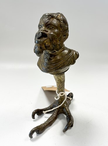 Lot 660 - A gilt bronze oil lamp in the form of a satyr, Northern Italian 17th century