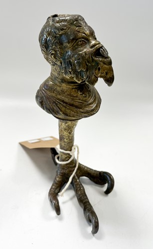 Lot 660 - A gilt bronze oil lamp in the form of a satyr, Northern Italian 17th century