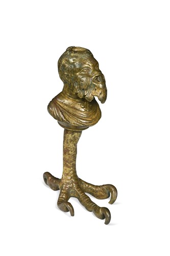 Lot 660 - A gilt bronze oil lamp in the form of a satyr, Northern Italian 17th century