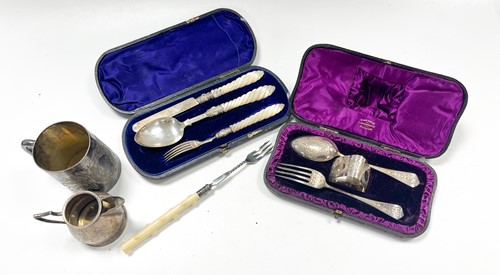 Lot 271 - Two cased Victorian silver christening sets,...