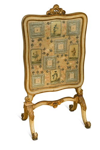 Lot 308 - A French painted and parcel gilt fire screen