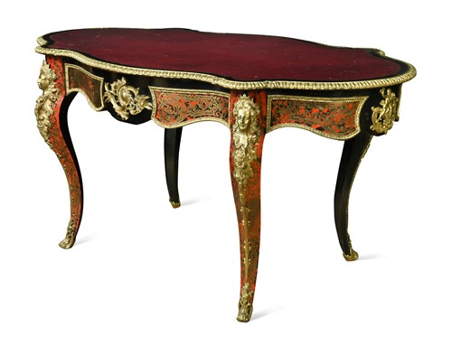 Lot 286 - A tortoiseshell and boullework writing table