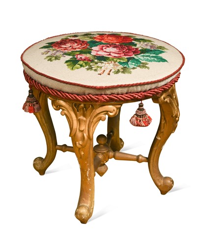 Lot 316 - A carved and painted giltwood Rococo style circular stool