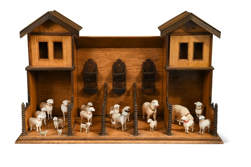 Lot 203 - An oak model of a country house stable, late 19th century