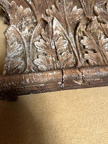 Lot 62 - A pair of carved oak and 'gilt' painted Corinthian column capitals, 19th century