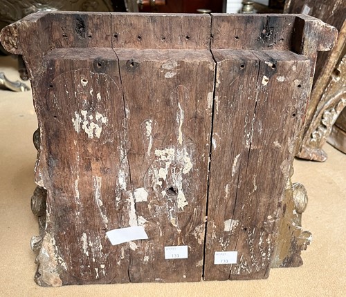 Lot 62 - A pair of carved oak and 'gilt' painted Corinthian column capitals, 19th century