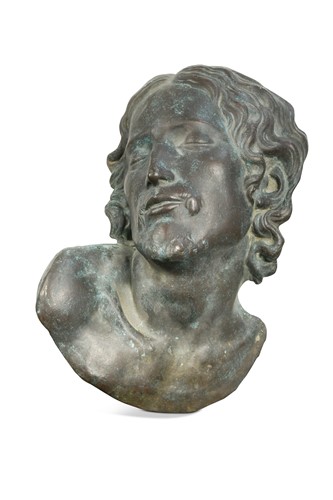 Lot 563 - After Anthonie Pieter Schoutel, a patinated bronze plaque of Christ