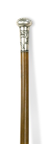 Lot 63 - A small silver mounted rhino horn walking stick, circa 1915