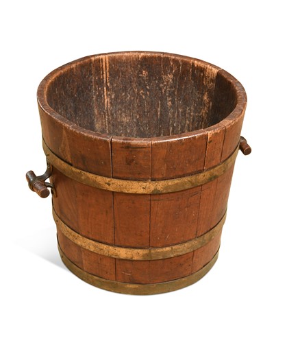 Lot 77 - A mahogany and brass bound log bucket, 19th century