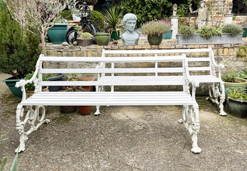 Lot 341 - A pair of white-painted Coalbrookdale style benches