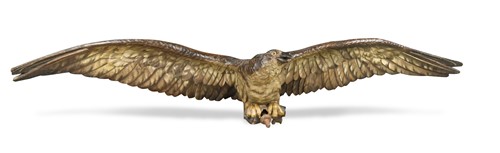 Lot 163 - A large carved and painted wood eagle, 19th century