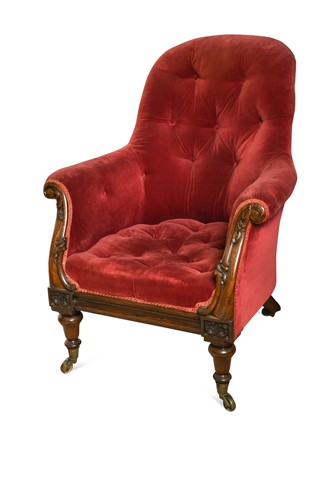 Lot 149 - A Victorian rosewood library armchair