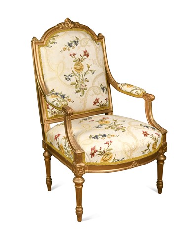 Lot 297 - A French ‘gilt’ painted open armchair, 19th century