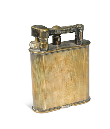 Lot 329 - Dunhill, a silver plated giant table petrol lighter, circa 1930's