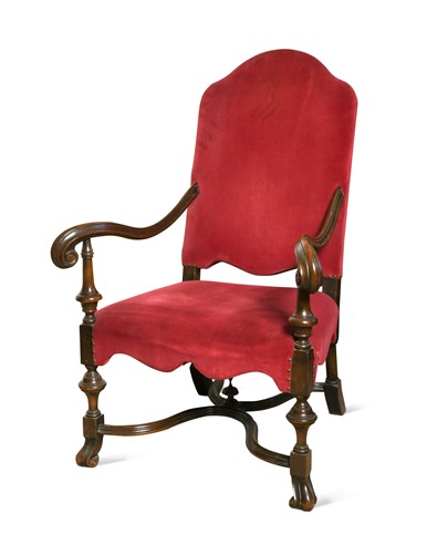 Lot 60 - A William and Mary style mahogany open armchair, late 19th century