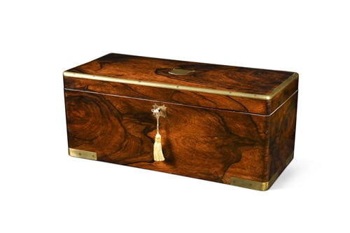 Lot 224 - A rosewood and brass-bound stationery box, early 19th century