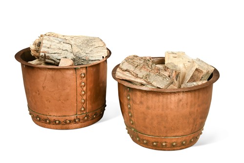 Lot 13 - A pair of riveted copper log bins, 19th century