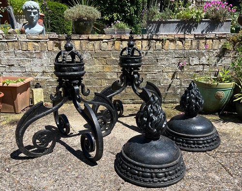 Lot 340 - A pair of cast iron black-painted gate finials, early 20th century