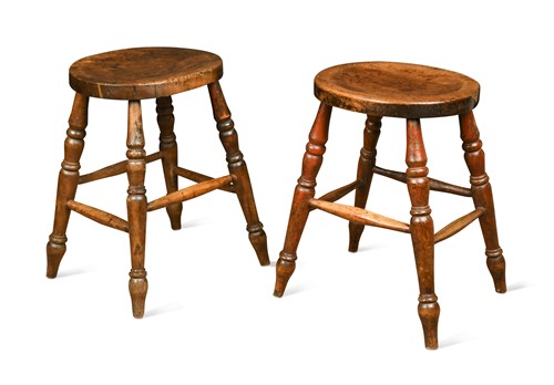Lot 476 - A matching pair of Victorian mahogany stools