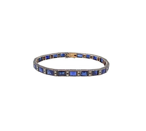 Lot 115 - An Art Deco sapphire and diamond bracelet