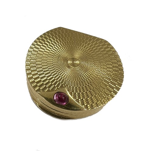 Lot 306 - A mid 20th century 18ct gold pill box, retailed by Asprey