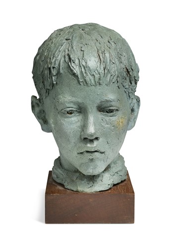 Lot 110 - Karin Jonzen FRSA (1914-1998), a glazed terracotta bust of a boy