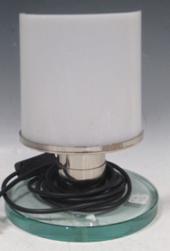 Lot 173 - A modern chrome and glass table lamp with...