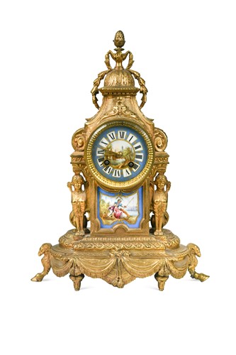 Lot 307 - A French gilt metal mantel clock, 19th century