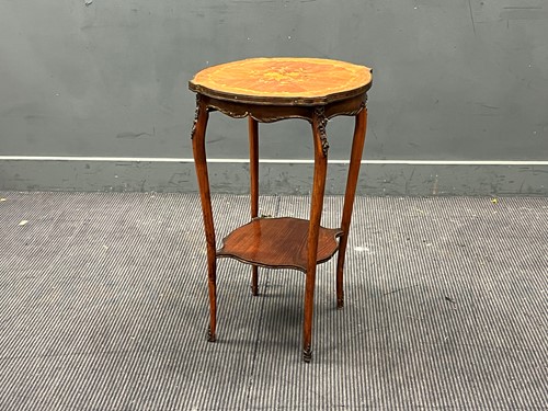 Lot 582 - A French marquetry two tier occasional table...